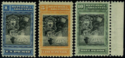 N° 127a/29a, 1, 5 et 10 Pesos, centre renversé, SUPERBE, RRR, ...