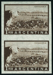 N° 574A, 1p Troupeau de boeufs, ND, paire verticale, T.B