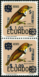 N° 502, 1s sur 10s Oiseau , Michel N° 1436, surcharge bleue, 1ex ...