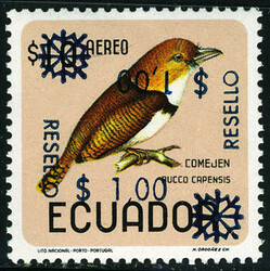 1s sur 10s Oiseau, Michel N° 1436, double surcharge bleue dont 1 ...