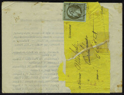 N° 11, 1c olive seul sur bande et imprimé (origine Dieppe), CàD 30 ...