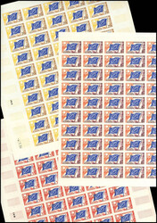 N° 17, + 18 + 20, les 3 valeurs parues en 1958, en feuilles de 50, ...