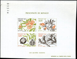 N° 44, Bloc des 4 Saisons, essai de couleur, Non-dentelé, TB - ...