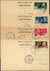 N° 140A/D, les 4 valeurs s/4 cartes oblitérées, TB - Photo WEB