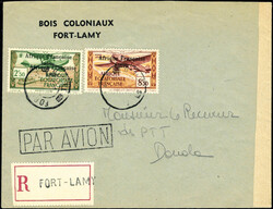 N° 15b, 2F50 Afrique Française Libre, double surcharge + N° 19 sur ...