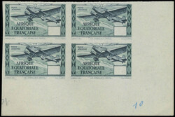 N° 34a, Avion bleu-gris en bloc de 4 Non-dentelé sans la valeur, TB