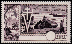 N° 57a, Libération sans légende ni valeur faciale, brun-lilas ...