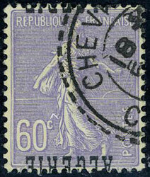N° 24a, 60c Semeuse surcharge renversée, OBL Chevreul, ce timbre ...
