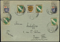 N° 5, 10 Pf x 2 ex. + afft complémentaire s/L pour Paris, TB - ...