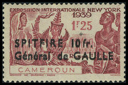 N° 245, SPITFIRE double surcharge, pli, mais rare, signé Brun