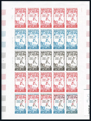 N° 96, JO Montréal, feuille de 25 ex. ND, essais de couleurs, TB