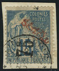 N° 6a, 75 sur 15c bleu, surcharge SENEGAL en rouge, T.B. rare, ...