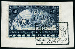 N° 430a, Expo WIPA avec fils de soie, sur petit fragment avec CàD ...