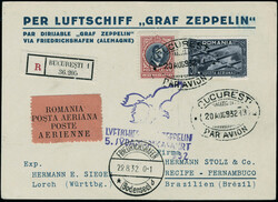 Zeppelin 5 SAF 1932, CP imprimée Per Luftschiff Graf Zeppelin, ...