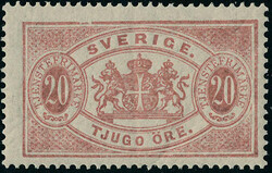 N° 7A. 20 ö dentelé 13, TB, Facit N° TJ18 : 4200 sk