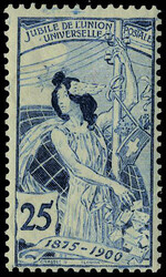 N° 91, 25c bleu U.P.U gravure fine, superbe