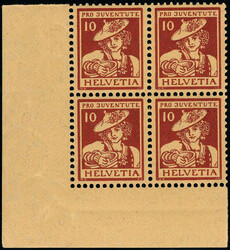 N° 151/53, Pro Juventute 1916 en blocs de 4 CdF, TB