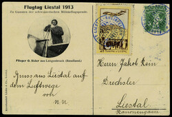 Vignette Liestal OBL sur CP, TB, cat Suisse VIII 1200 CHF