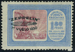 N° 19A/F, la série Zeppelin (sf 3,60) surcharge verte, TB, ...