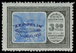 N° 19A/F, la série Zeppelin surcharge bleue, TB