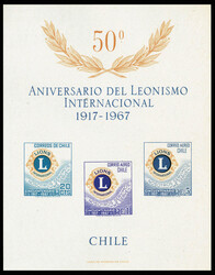 N° 8, le bloc Lions International avec les 3 timbres dans les ...