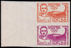 N° 1265, 20c, J.O. ROME 1960, paire essai de couleurs, TB - Photo Web