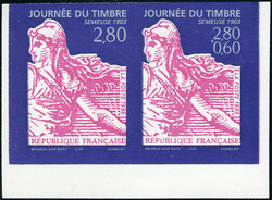 N° 2991Aa, Journée du Timbre 1996, la paire non-dentelée, TB