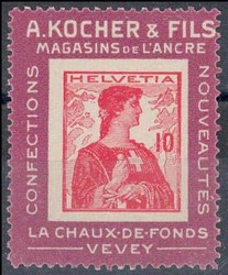 10 Rp. Helvetia-Brustbild, Rahmen violett, postfrisch. Attest ...