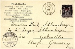 1903, 10 C.-Frankatur auf AK von PEKIN 14.10.93 nach ...
