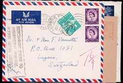 1950-1970, Lot von 6 taxierten Briefen aus England in die Schweiz