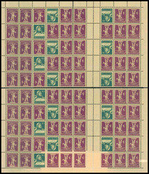 10:5 Rp., blau/grün und rotlila und 5: 5 rotlila, postfrischer ...