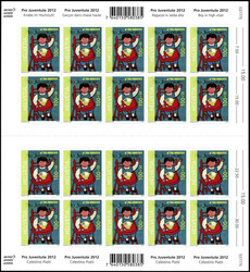 2012, Pro Juventute, Bogenserie mit Zwischenstegen, tadellos ...