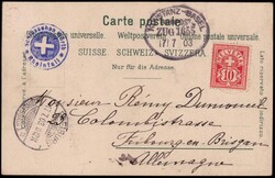 1903, unentwertete 10 Rp.-Frankatur auf Ansichtskarte vom Rheinfall ...