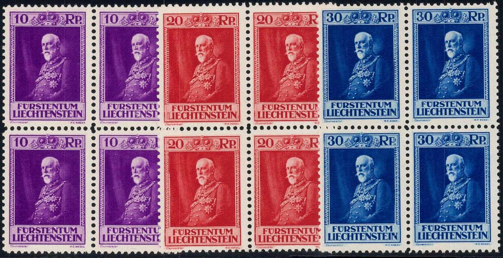 1933, Geburtstag des Fürsten, tadellos postfrische Viererblockserie. ...