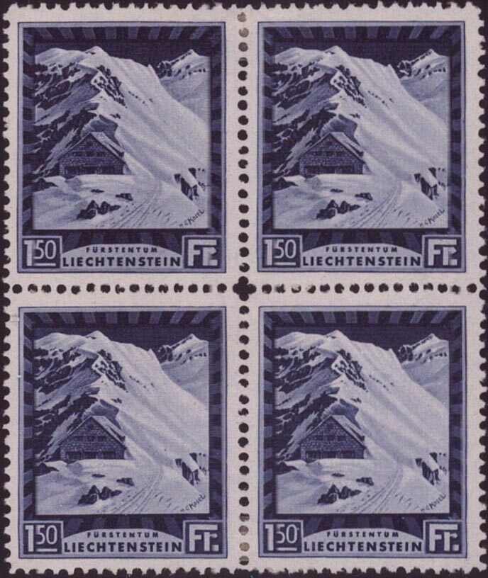 1930, 1.50 Fr. Pfälzerhütte, ungebrauchter Viererblock mit 2 ...