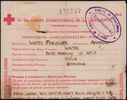 1944, 14 JUIN, COMITE INTERNATIONAL CROIX ROUGE / SHANGHAI auf einem ...