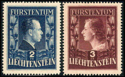 1951, Fürst und Fürstin, Farbänderungen, Linienzähnung 14 3/4, ...