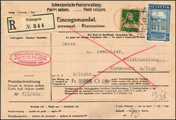 40 Rp.-Frankatur, 30 Rp. UPU und 10 Rp. Tellbrustbild auf einem ...