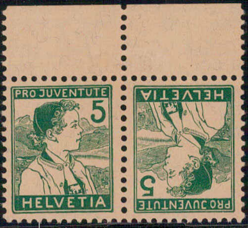 1915, 5+5 Rp., Pro Juventute, postfrisch und fehlerfrei, mit oberem ...