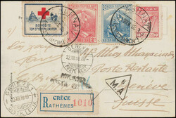 1918, schöne Ansichtskarte mit 10 Marken sehr dekorativ frankiert, ...