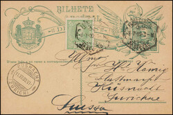 1903+1909, 2 10 R.-Ganzsachen mit 10 R.-Zusatzfrankaturen, eine nach ...