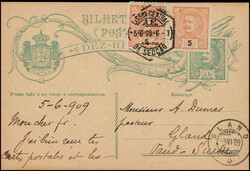 1899+1909, eine 20 R.-Ganzsache mit Zusatzfrankatur nach VEVEY ...