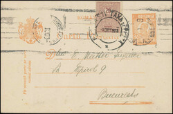 1923, zwei 50 B.-Ganzsachen mit Zusatzfrankaturen, eine nach BUKAREST ...