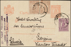 1923, zwei 50 B.-Ganzsachen mit Zusatzfrankaturen, eine nach BUKAREST ...