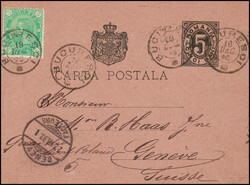 5 Bani-Ganzsache mit Zusatzfrankatur, saubere Stempel BUCAREST 18 DEC ...