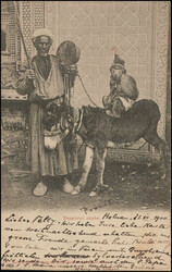 1901, 4 M.-Frankatur, Stempel HELUAN 1.1.0, AK mit einem arabischen ...