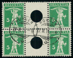 5 + 5 Rp., Tellknabe, Type 1, senkrecht zusammenhängendes ...