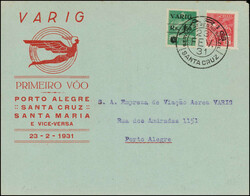 1929-1931, 2 Flugbriefe mit VARIG-Frankaturen, 1 Erstflug und ein ...