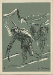 4.Division, Entwurf M., späte postalische Verwendung, frankiert mit ...