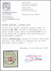 ALBISRIEDEN 21 V, 10 Rp. Porto, Attest Berra.  Automatically ...